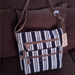 MultiSac Striped Crossbody Bag - Black and Brown